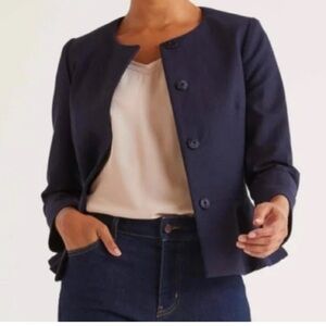Boden Navy Peplum Blazer Jacket | Tailored Fit | Size 6